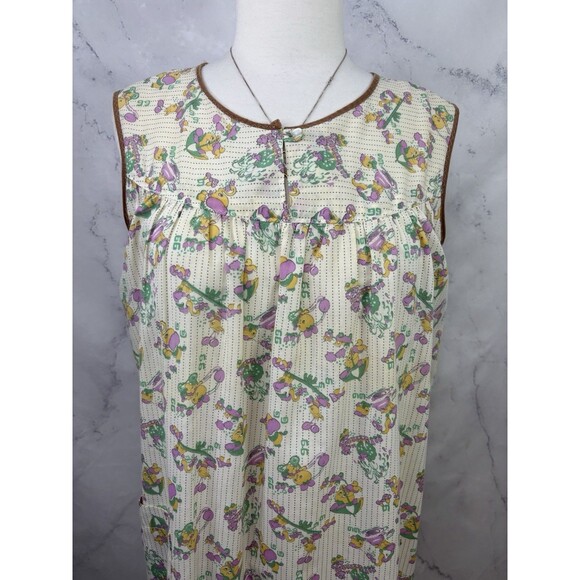 VTG 60s kitsch Novelty House Dress L Homemade Motif mumu Anthropomorphic 1966 - Picture 15 of 16